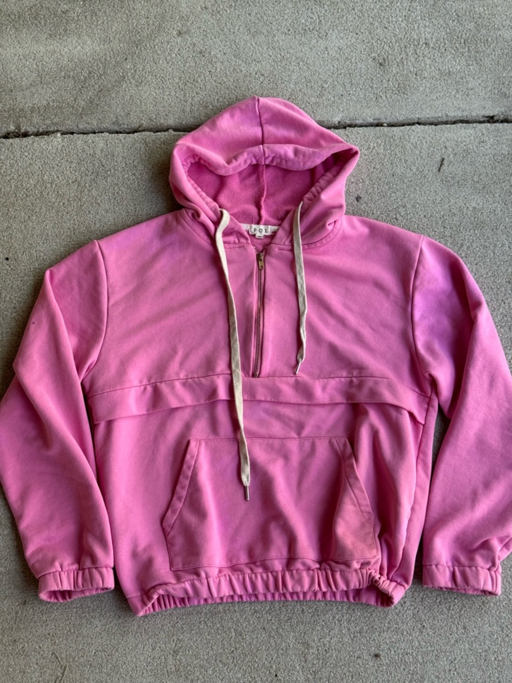 POL Pink Half-Zip Hooded Pullover
